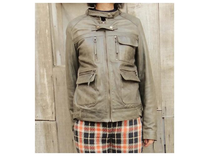 Maje Lederjacke Khaki - Ansicht 2