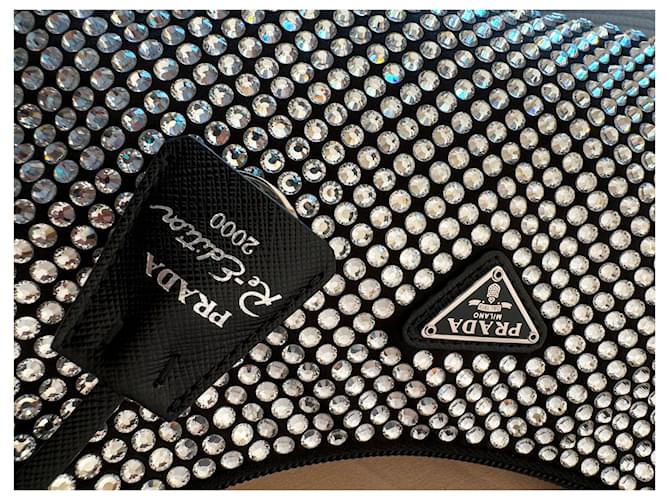 Borsa a mano Prada Reedition 2000 in seta nera Nero - vista 10