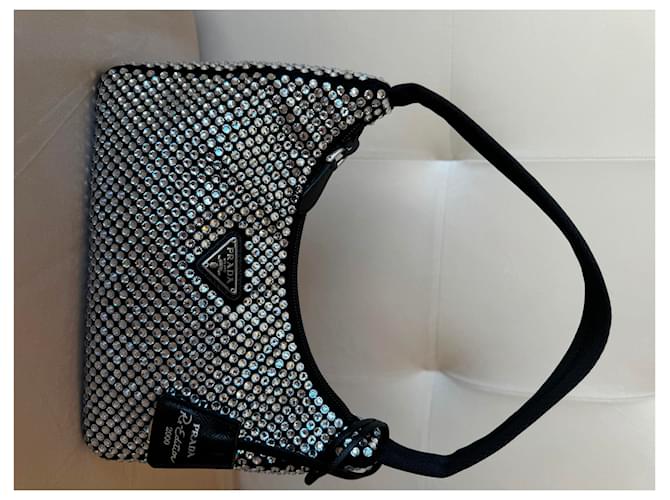 Borsa a mano Prada Reedition 2000 in seta nera Nero - vista 7
