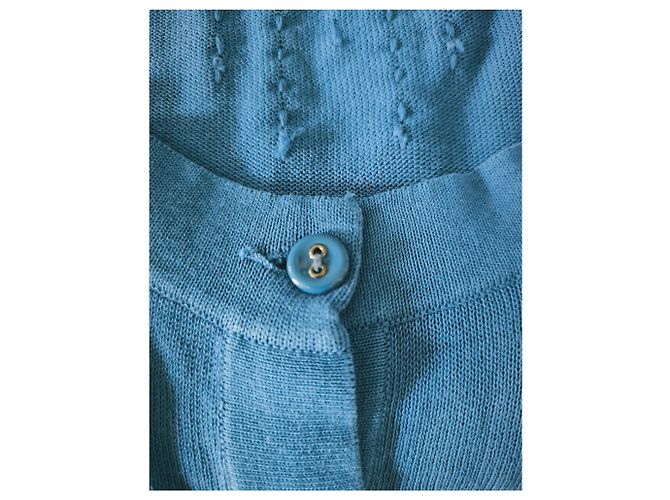 Bottega Veneta Hellblaues Cache-Coeur aus Baumwollstrick - Ansicht 4