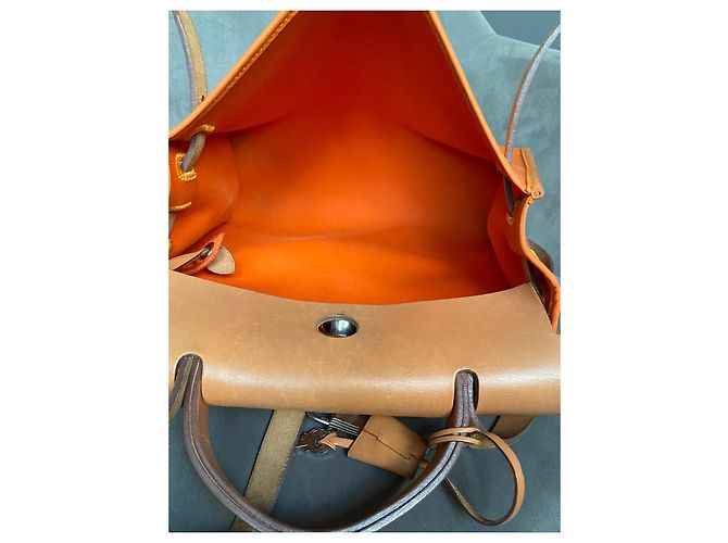 Hermès Herbag 31 PM Arancione in Tela e Pelle - vista 13