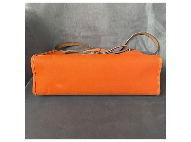 Hermès Herbag 31 PM Arancione in Tela e Pelle - vista 8
