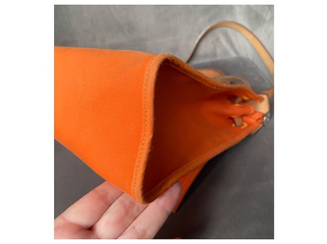 Hermès Herbag 31 PM Arancione in Tela e Pelle - vista 9