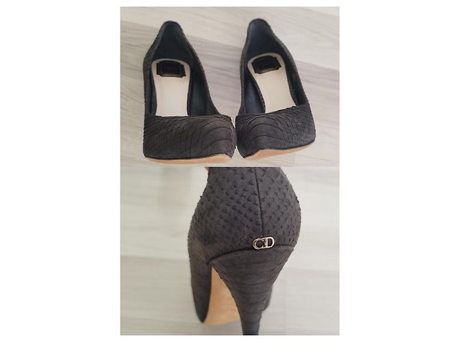 Décolleté Christian Dior in suede grigio scuro Grigio antracite - vista 6