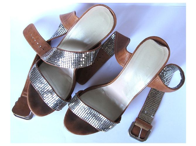 Wedges en cuir marron STUART WEITZMAN - vue 10