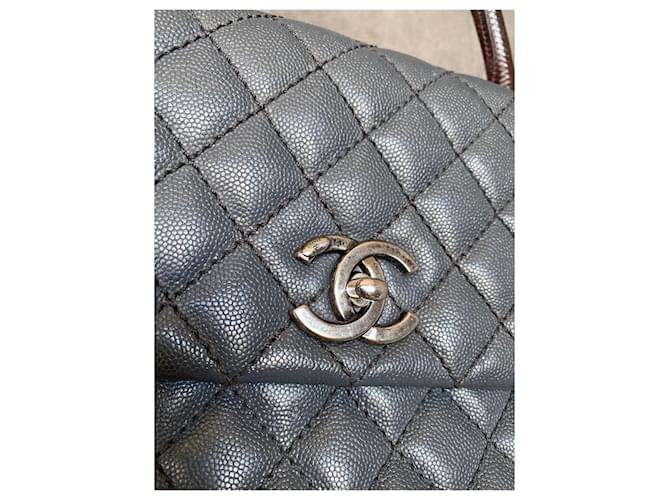 Chanel Borsa a flap grande Coco Handle Grigio - vista 6