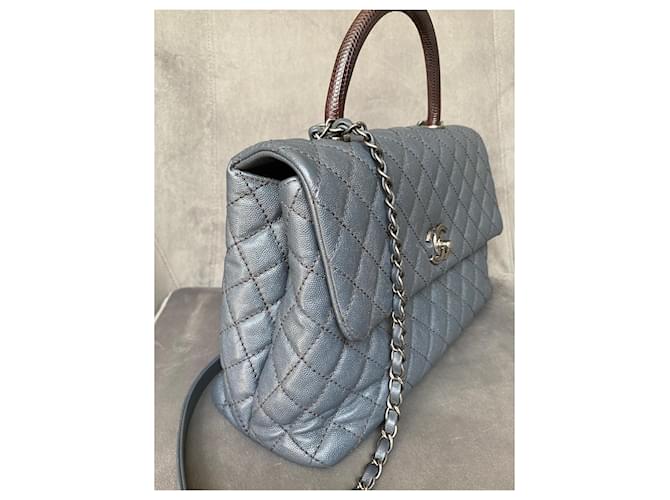 Chanel Borsa a flap grande Coco Handle Grigio - vista 7
