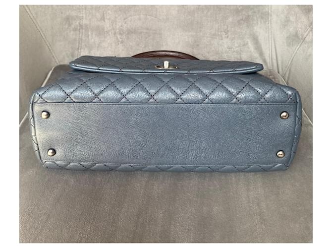 Chanel Borsa a flap grande Coco Handle Grigio - vista 9