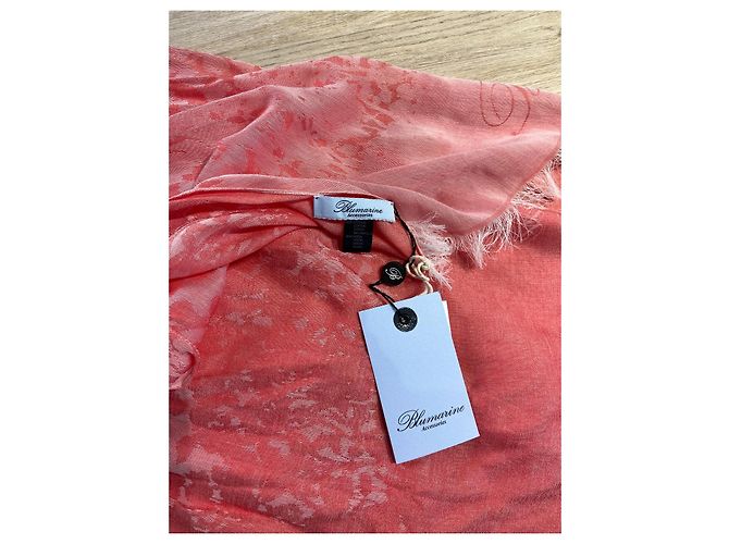 Sciarpa floreale Blumarine in cotone e modal rosa corallo - vista 4