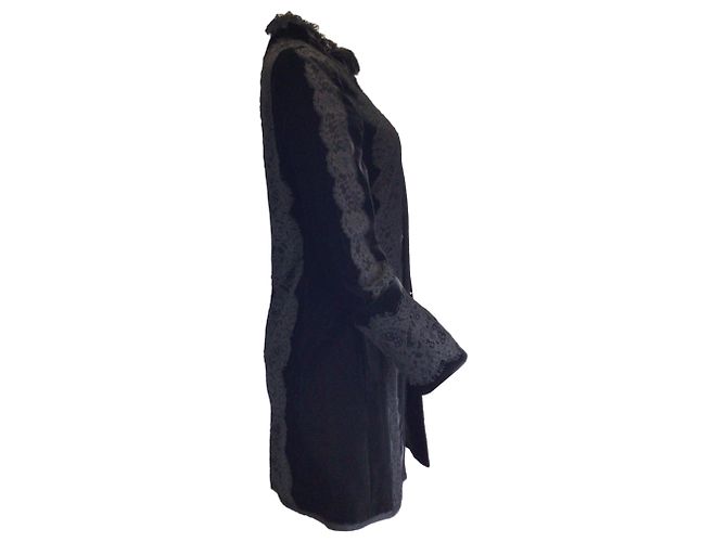 Schwarze Samtjacke mit Spitze von Andrew Gn - Ansicht 2