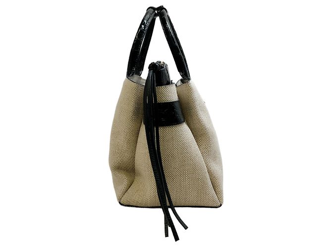 Borsa in tela e coccodrillo Nancy Gonzalez con pochette removibile Beige - vista 2