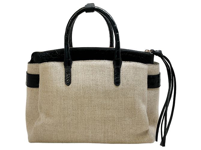 Borsa in tela e coccodrillo Nancy Gonzalez con pochette removibile Beige - vista 3