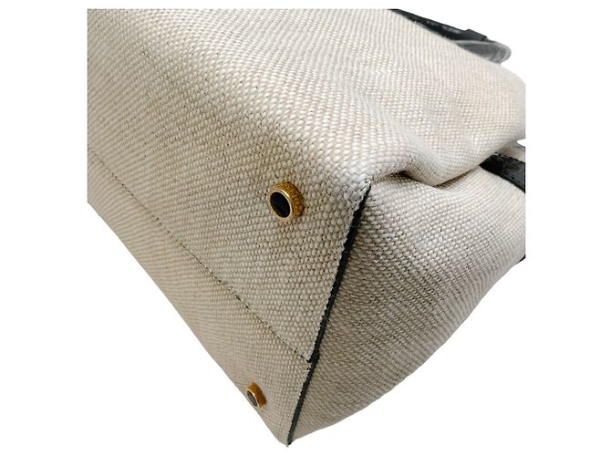 Borsa in tela e coccodrillo Nancy Gonzalez con pochette removibile Beige - vista 4
