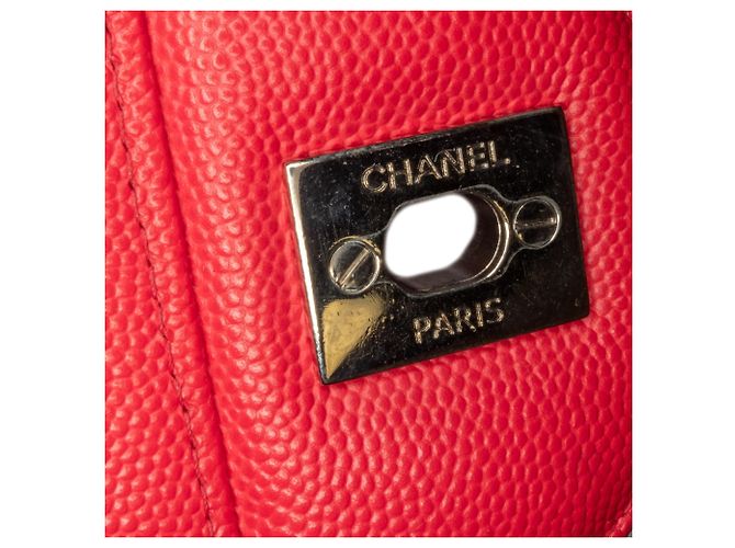 Bolsa de Ombro Red Chanel Jumbo Classic Caviar Double Flap Vermelho - vista 10