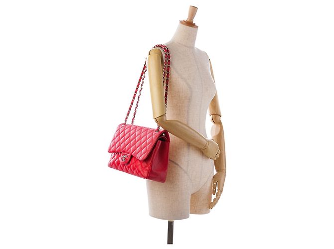 Bolsa de Ombro Red Chanel Jumbo Classic Caviar Double Flap Vermelho - vista 15