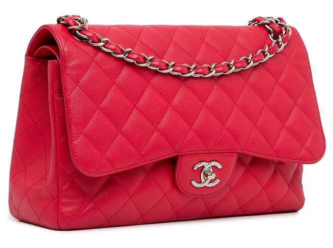 Bolsa de Ombro Red Chanel Jumbo Classic Caviar Double Flap Vermelho - vista 2