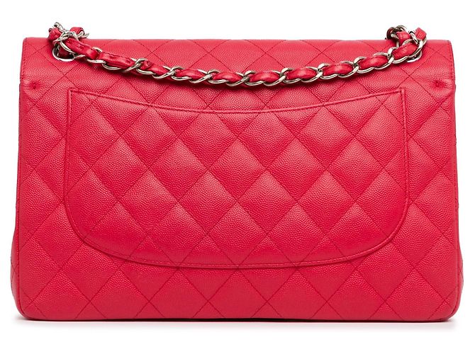 Bolsa de Ombro Red Chanel Jumbo Classic Caviar Double Flap Vermelho - vista 3