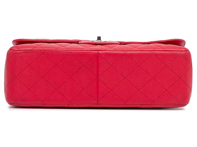 Bolsa de Ombro Red Chanel Jumbo Classic Caviar Double Flap Vermelho - vista 4