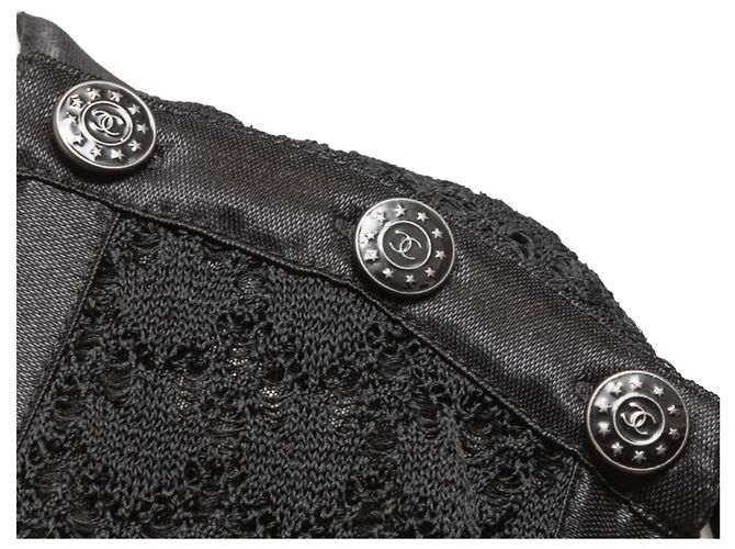 Abito senza maniche semi-trasparente in seta nera Chanel 2013 Taglia FR 50 Nero - vista 7
