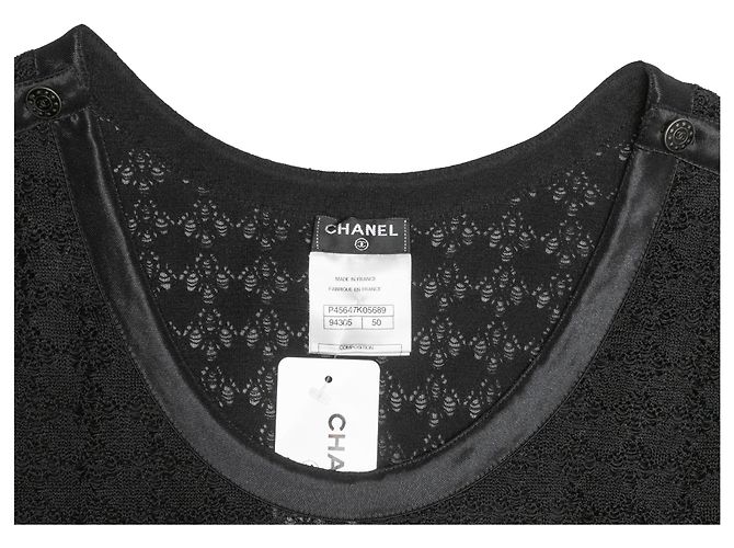 Abito senza maniche semi-trasparente in seta nera Chanel 2013 Taglia FR 50 Nero - vista 8