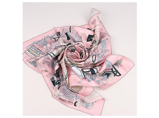 Foulard Hermès Carré 90 "Modernismo Tropical" 100% Seta Rosa - vista 13