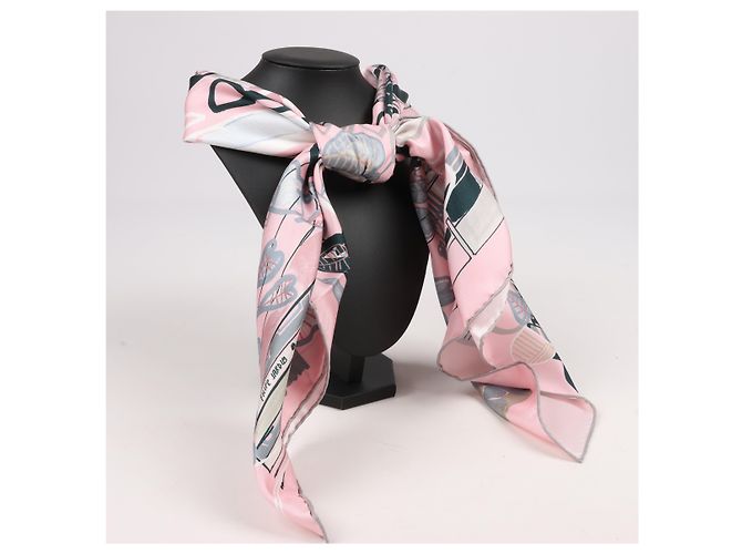 Foulard Hermès Carré 90 "Modernismo Tropical" 100% Seta Rosa - vista 14