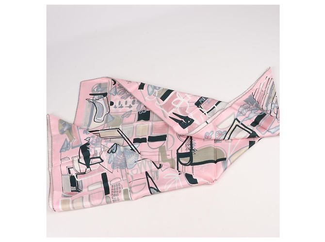 Foulard Hermès Carré 90 "Modernismo Tropical" 100% Seta Rosa - vista 19