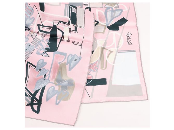 Foulard Hermès Carré 90 "Modernismo Tropical" 100% Seta Rosa - vista 3