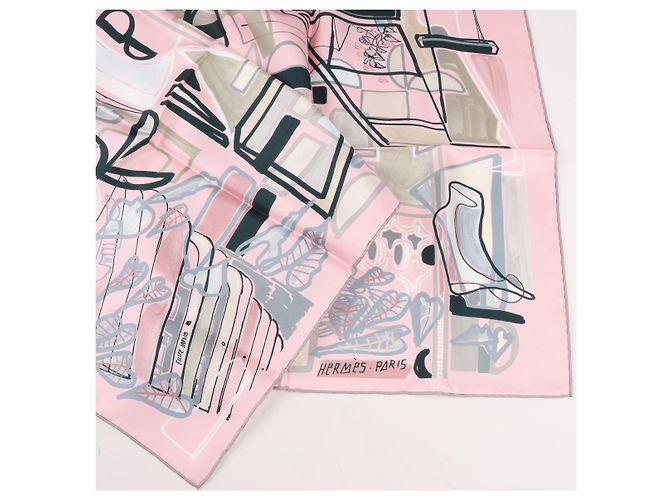Foulard Hermès Carré 90 "Modernismo Tropical" 100% Seta Rosa - vista 4