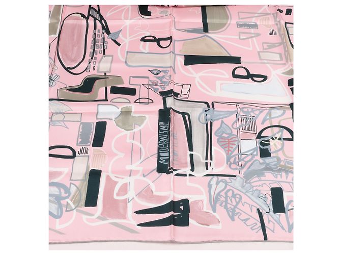 Foulard Hermès Carré 90 "Modernismo Tropical" 100% Seta Rosa - vista 6