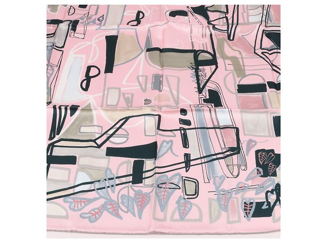 Foulard Hermès Carré 90 "Modernismo Tropical" 100% Seta Rosa - vista 7