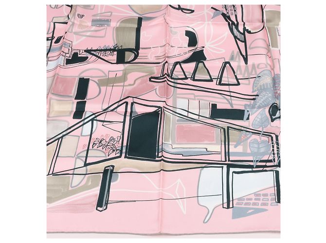 Foulard Hermès Carré 90 "Modernismo Tropical" 100% Seta Rosa - vista 8