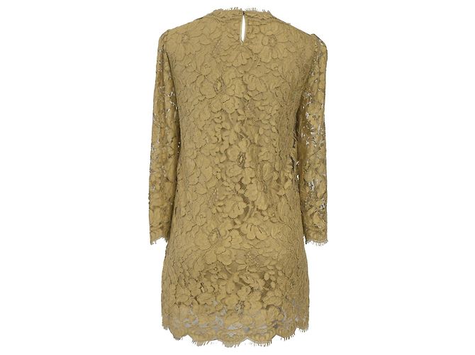 Túnica de encaje trenzado Dolce & Gabbana en algodón amarillo Camello - vista 3