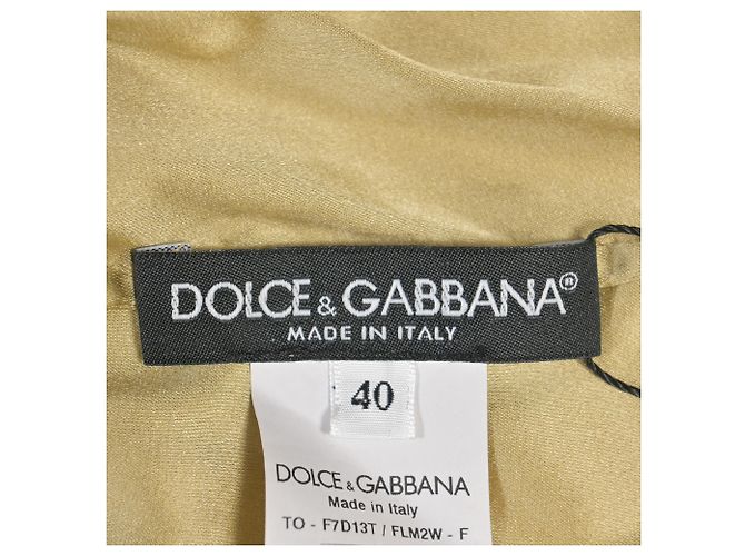 Túnica de encaje trenzado Dolce & Gabbana en algodón amarillo Camello - vista 4