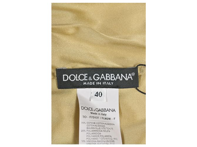 Túnica de encaje trenzado Dolce & Gabbana en algodón amarillo Camello - vista 9
