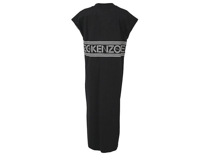 Vestido midi de algodón negro con logo en V de Kenzo - vista 3