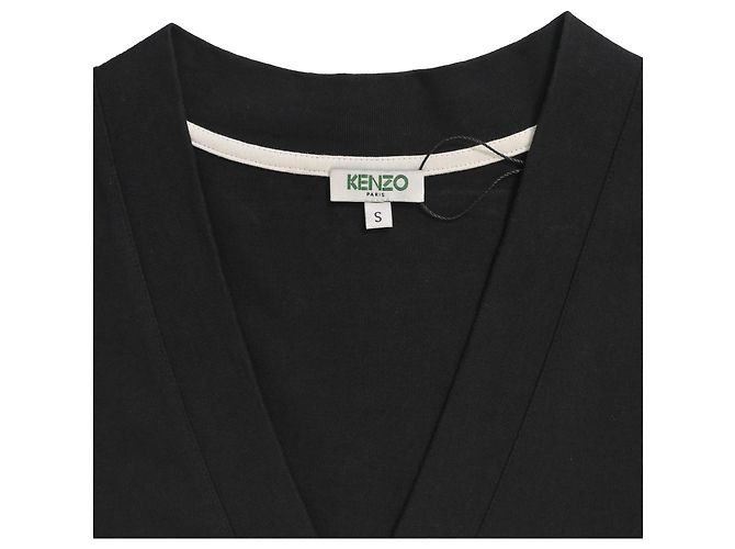 Vestido midi de algodón negro con logo en V de Kenzo - vista 4