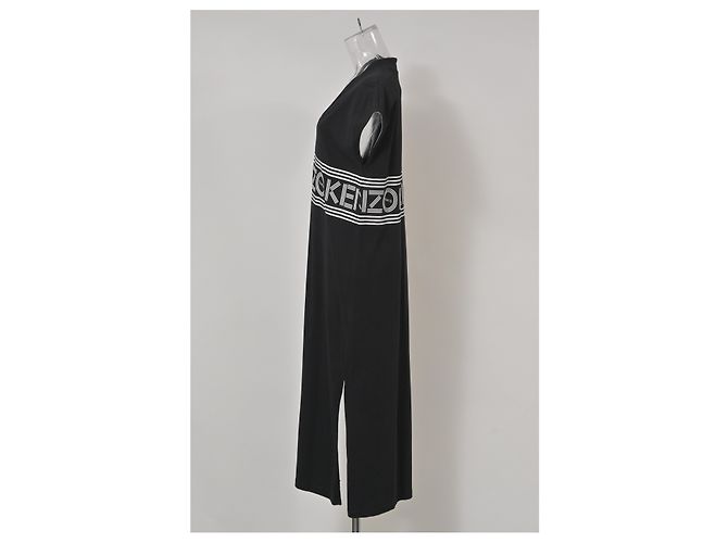 Vestido midi de algodón negro con logo en V de Kenzo - vista 7