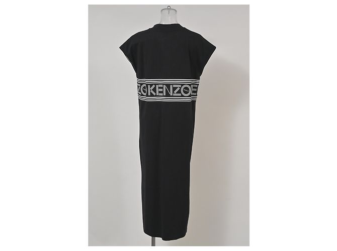 Vestido midi de algodón negro con logo en V de Kenzo - vista 8