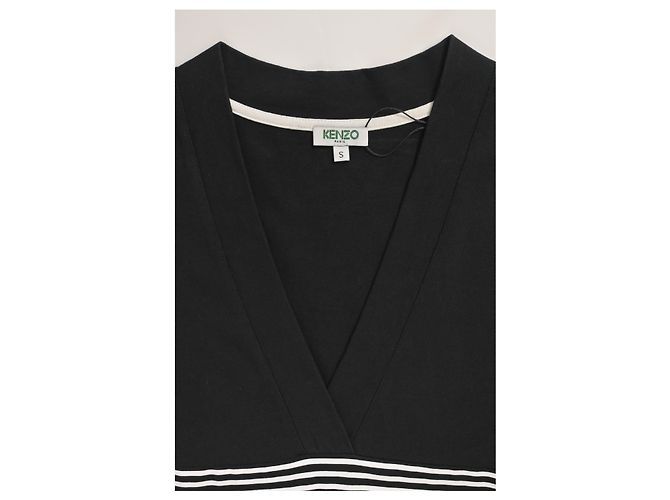 Vestido midi de algodón negro con logo en V de Kenzo - vista 9