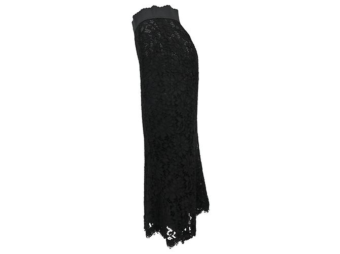 Falda midi de encaje floral Dolce & Gabbana en algodón negro - vista 2