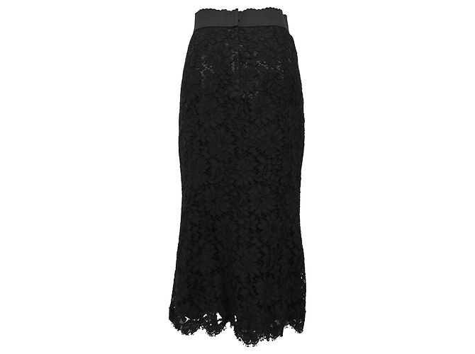 Falda midi de encaje floral Dolce & Gabbana en algodón negro - vista 3