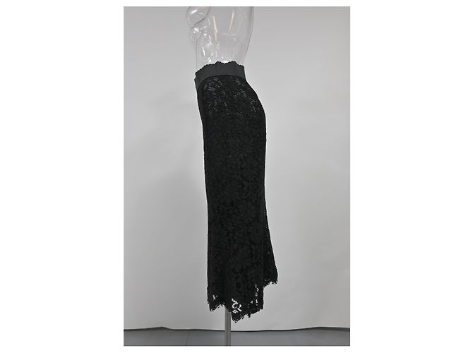 Falda midi de encaje floral Dolce & Gabbana en algodón negro - vista 6