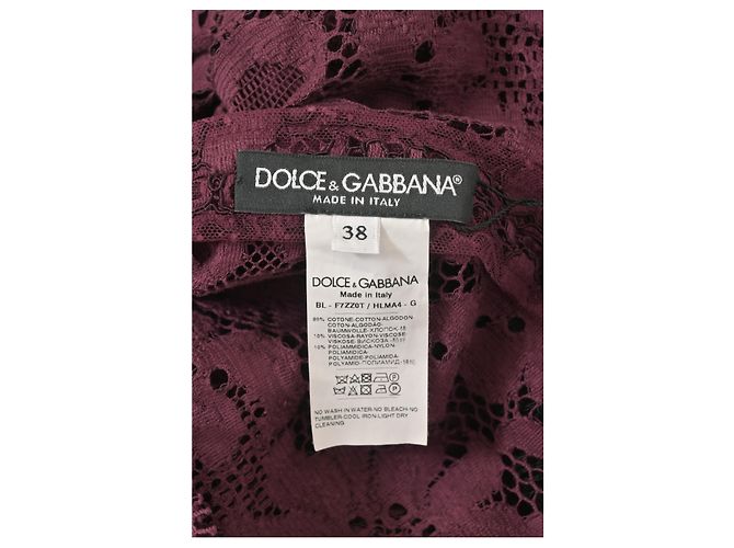 Blusa de algodón burdeos con mangas 3/4 de encaje floral Dolce & Gabbana Roja - vista 10