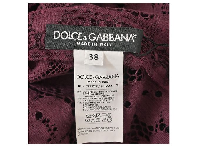 Blusa de algodón burdeos con mangas 3/4 de encaje floral Dolce & Gabbana Roja - vista 5