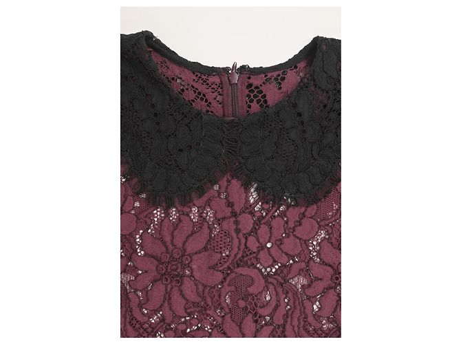 Blusa de algodón burdeos con mangas 3/4 de encaje floral Dolce & Gabbana Roja - vista 9