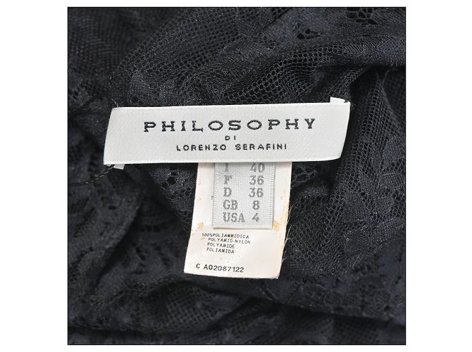 Autre Marque Philosophie von Lorenzo Serafini Rüschenspitzenbluse aus schwarzem Polyamid - Ansicht 10