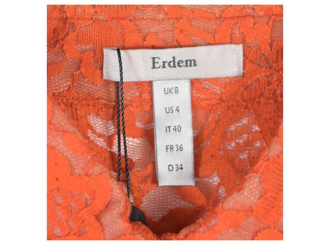 Erdem Cecilia Spitzenhemd aus orangefarbener Polyamid - Ansicht 5