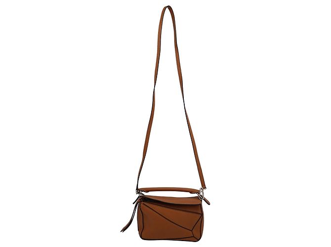 Sac Mini Puzzle Loewe en cuir de veau tan Marron - vue 10