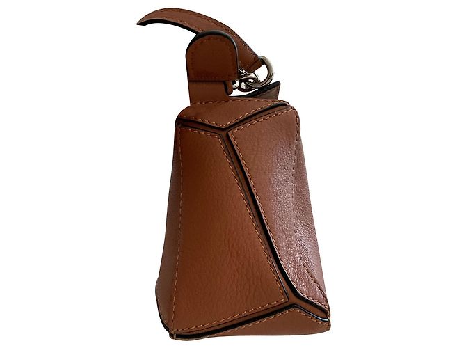 Sac Mini Puzzle Loewe en cuir de veau tan Marron - vue 11